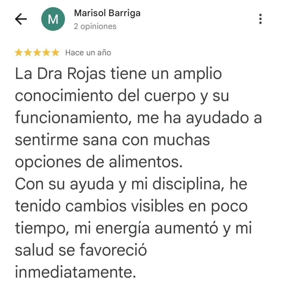 Reseña de una paciente de la Dra. Rosario Rojas